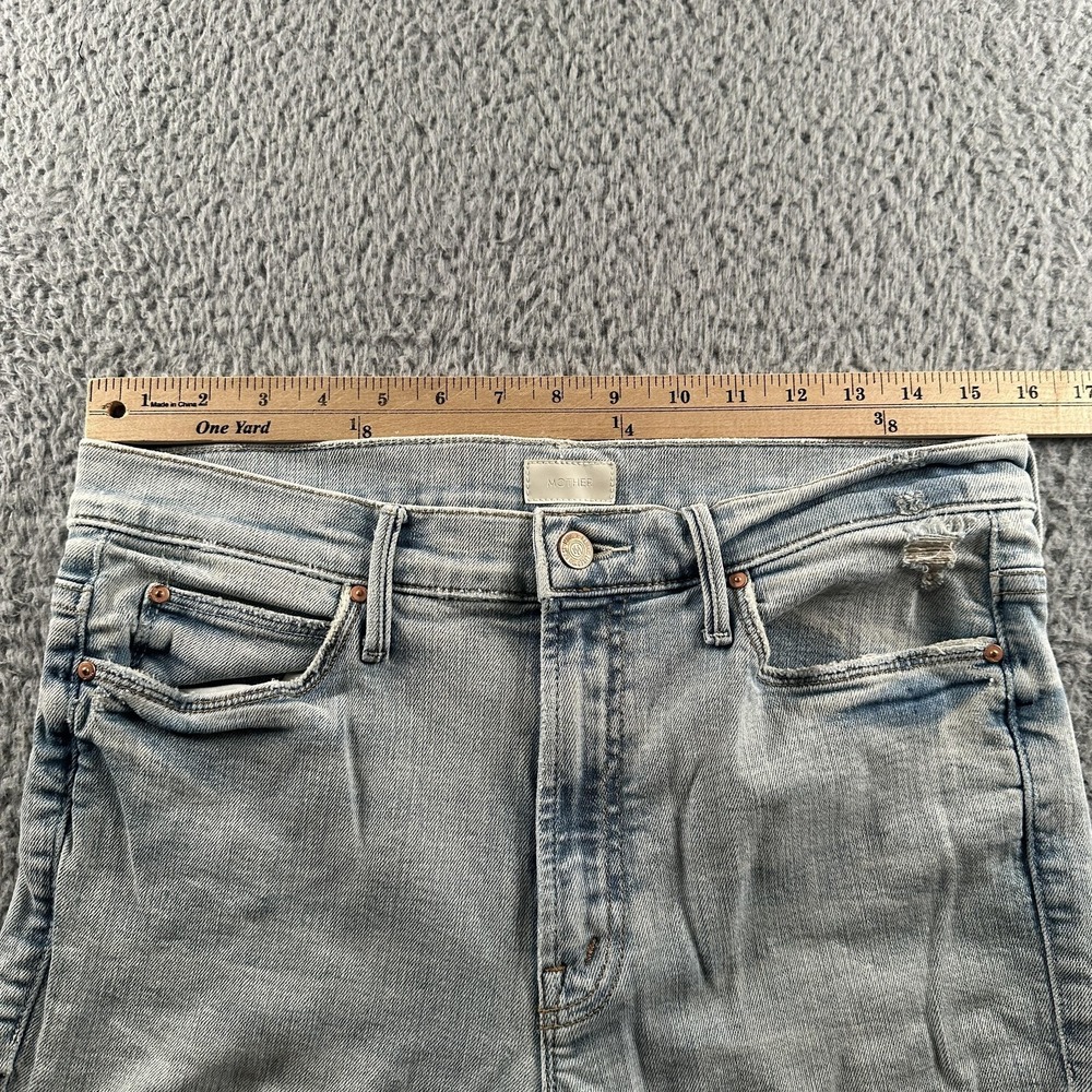 Mother Stunner Zip Ankle Step Fray Jeans Womens 28 Blue Mid Rise Distressed USA - Picture 5 of 15
